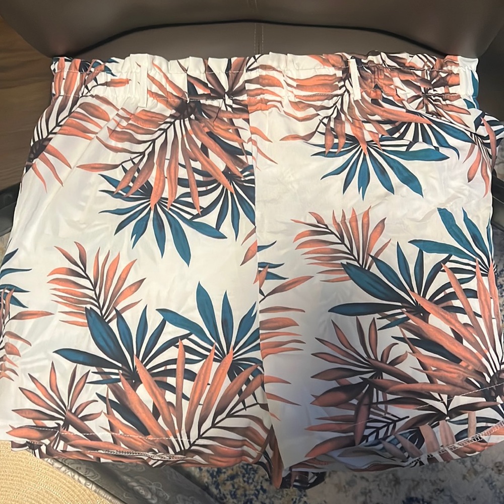 Tropical white high waisted shorts from Shein